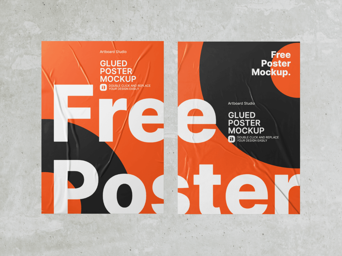 150+ best free banner mockup templates. Free Glued Poster Mockup Template