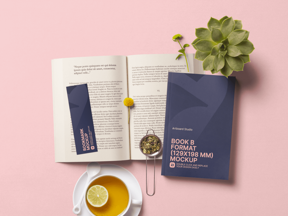A bookmark may refer to any of the following: Book B Format Mockup Scene